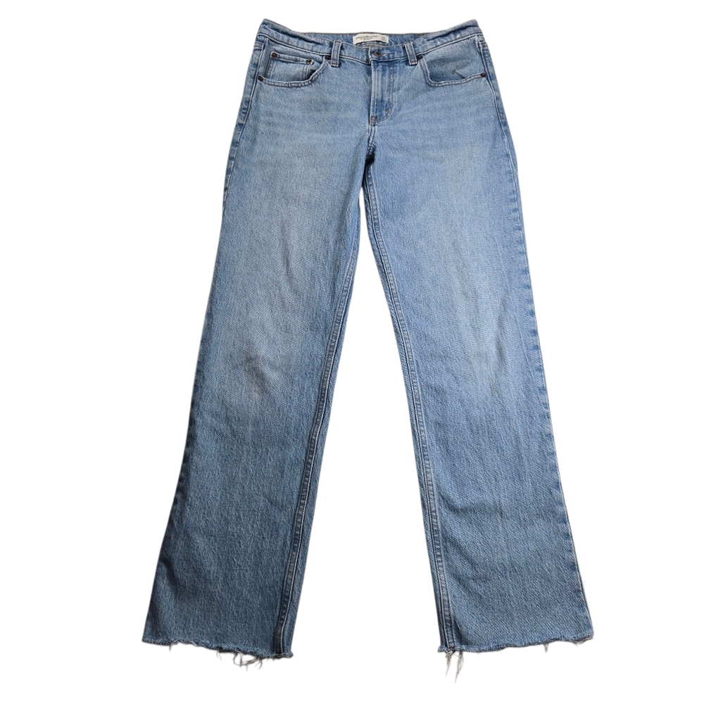 Abercrombie & Fitch Women Sz 28 The 90s Straight Mid-Rise Medium Wash Denim Jean - Picture 4 of 15